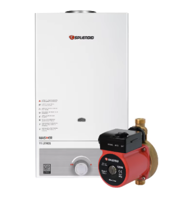 Calefont Gas Licuado 11L T. Natural + Bomba Presurizadora