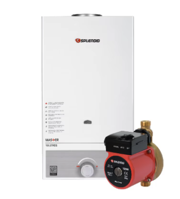 Calefont Gas Licuado 10L T. Natural + Bomba Presurizadora