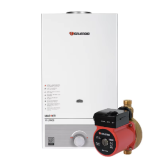 Calefont Gas Natural 11L T. Natural + Bomba Presurizadora